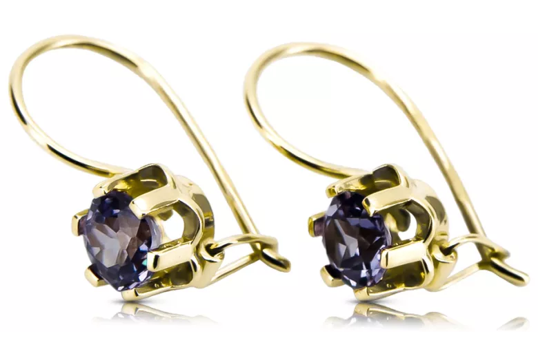 Винтаж изделия Серьги Александрит 14-кв Желтое золото vec019y